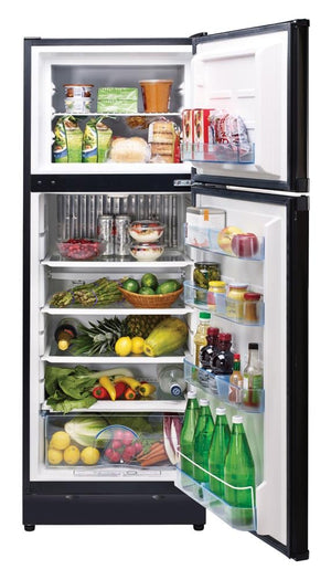 UNIQUE Off-Grid 9.7-cu ft Counter-Depth Top-Freezer Refrigerator ( Stainless steel/black )
