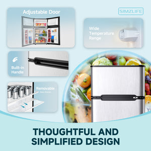 SIMZLIFE 3.2-cu ft Built-In Mini Fridge with Freezer ( Silver )