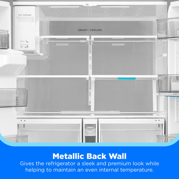 Midea Standard-Depth OneTouch Autofill 28.9-cu ft 3 -Door Smart Compatible French Door Refrigerator with Dual Ice Maker with Water and Ice Dispenser ( Stainless steel ) ENERGY STAR Certified