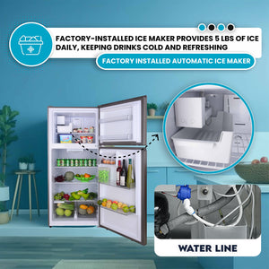 ConServ Reversible Door with Built-in Ice Maker 18-cu ft Top-Freezer Refrigerator with Ice Maker ( Stainless ) ENERGY STAR Certified