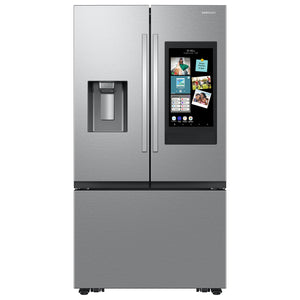 Samsung Counter-Depth Mega Capacity Family Hub 25-cu ft 3 -Door Smart Compatible French Door Refrigerator Triple with Water and Ice Dispenser ( Fingerprint Resistant Stainless Steel ) ENERGY STAR Certified