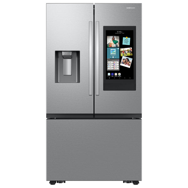 Samsung Counter-Depth Mega Capacity Family Hub 25-cu ft 3 -Door Smart Compatible French Door Refrigerator Triple with Water and Ice Dispenser ( Fingerprint Resistant Stainless Steel ) ENERGY STAR Certified