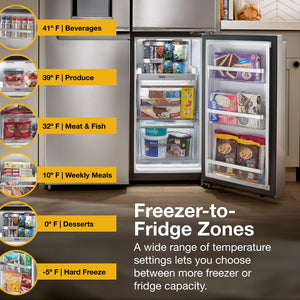 Whirlpool Counter-Depth 19.2-cu ft 4 -Door French Door Refrigerator with Ice Maker with Water and Ice Dispenser ( Fingerprint Resistant Stainless Steel )