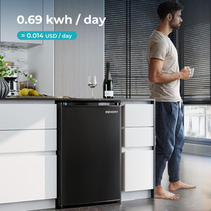 Euhomy  4.4 cu. ft. Black Mini Refrigerator with Freezer