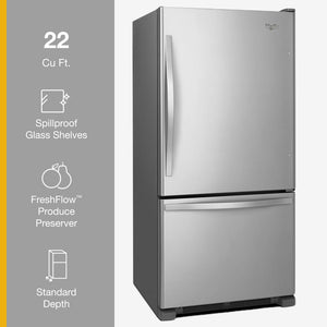 Whirlpool 22.07-cu ft Standard-Depth Bottom-Freezer Refrigerator with Ice Maker ( Stainless Steel ) ENERGY STAR Certified