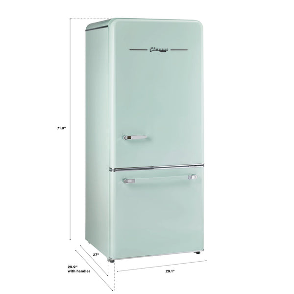 UNIQUE Classic Retro 17.7-cu ft Counter-Depth Bottom-Freezer Refrigerator with Ice Maker ( Summer Mint Green ) ENERGY STAR Certified
