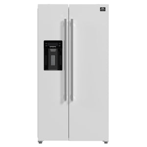 FORNO Salerno 20-cu ft Counter-Depth Side-by-Side Refrigerator with Ice Maker ,Water and Ice Dispenser ( White ) ENERGY STAR Certified