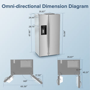 COWSAR 20.01-cu ft Counter-Depth Side-by-Side Refrigerator with Ice Maker ,Water and Ice Dispenser ( Silver )