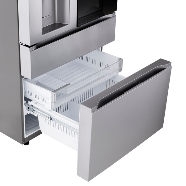 LG Standard-Depth InstaView MyColor 28.6-cu ft 4 -Door Smart Compatible French Door Refrigerator with Dual Ice Maker with Water and Ice Dispenser and Door within Door ( PrintProof Stainless Steel ) ENERGY STAR Certified
