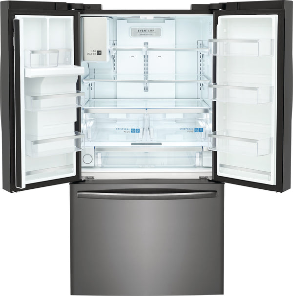 Frigidaire Gallery Standard-Depth 27.8-cu ft 3 -Door French Door Refrigerator with Dual Ice Maker with Water and Ice Dispenser ( Fingerprint Resistant Black Stainless Steel ) ENERGY STAR Certified