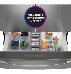 GE Profile Standard-Depth 28.7-cu ft 4 -Door Smart Compatible French Door Refrigerator with Ice Maker with Water Dispenser ( Stainless Steel ) ENERGY STAR Certified