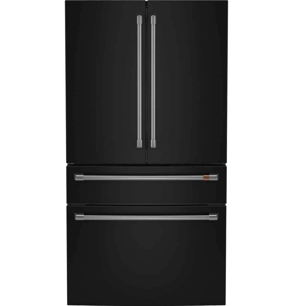 Cafe Counter-Depth 23.2-cu ft 4 -Door Smart Compatible French Door Refrigerator with Ice Maker with Water Dispenser ( Matte Black ) ENERGY STAR Certified