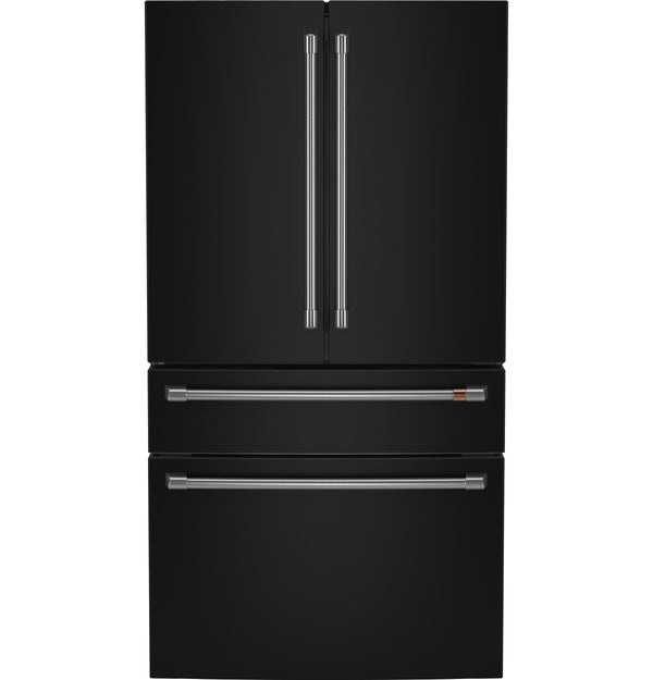 Cafe Counter-Depth 23.2-cu ft 4 -Door Smart Compatible French Door Refrigerator with Ice Maker with Water Dispenser ( Matte Black ) ENERGY STAR Certified
