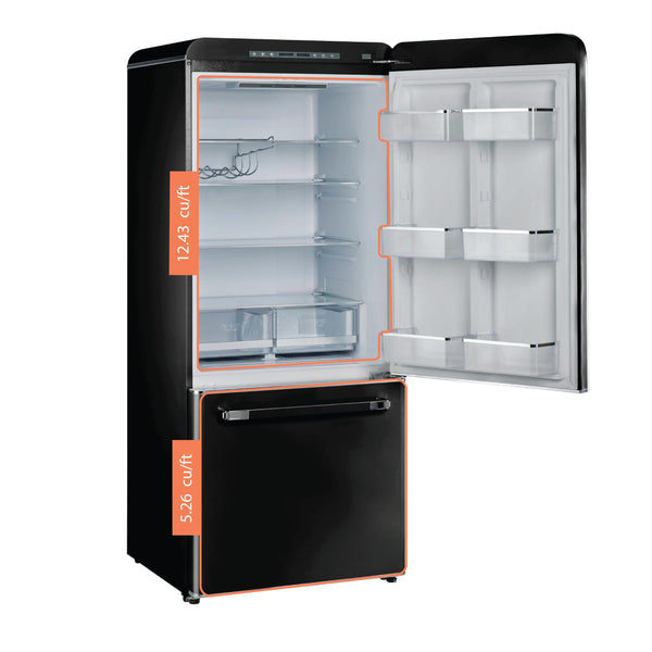 UNIQUE Classic Retro 17.7-cu ft Counter-Depth Bottom-Freezer Refrigerator with Ice Maker ( Midnight Black ) ENERGY STAR Certified
