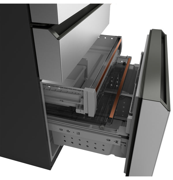 Cafe Counter-Depth 23.2-cu ft 4 -Door Smart Compatible French Door Refrigerator with Ice Maker with Water Dispenser ( Platinum Glass ) ENERGY STAR Certified