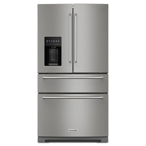 KitchenAid Standard-Depth 26.2-cu ft 4 -Door French Door Refrigerator with Ice Maker with Water and Ice Dispenser ( PrintShield Stainless )