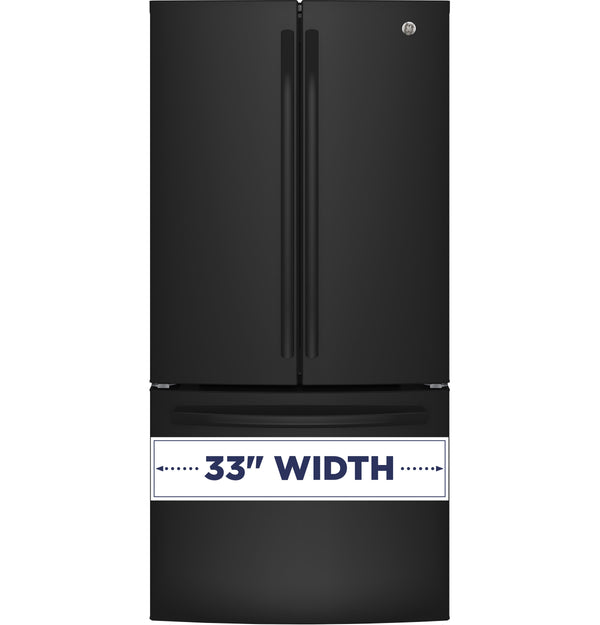 GE Standard-Depth 24.8-cu ft 3 -Door French Door Refrigerator with Ice Maker with Water Dispenser ( Black ) ENERGY STAR Certified