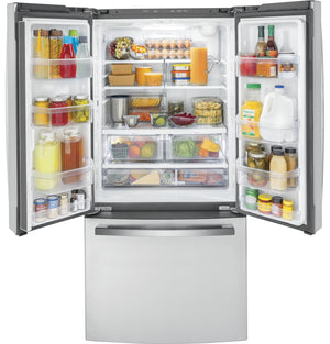 GE Counter-Depth 18.6-cu ft 3 -Door French Door Refrigerator with Ice Maker with Water Dispenser ( Stainless Steel ) ENERGY STAR Certified