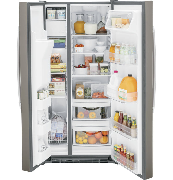 GE 23-cu ft Side-by-Side Refrigerator with Ice Maker ,Water and Ice Dispenser ( Slate )