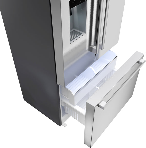 Bosch Counter-Depth 500 Series 21.6-cu ft 3 -Door Smart Compatible French Door Refrigerator with Ice Maker with Water and Ice Dispenser ( Stainless Steel ) ENERGY STAR Certified