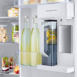 Samsung Bespoke Beverage Center 22.6-cu ft Counter-Depth Side-by-Side Refrigerator Smart Compatible with Dual Ice Maker and Water Dispenser ( Stainless Steel ) ENERGY STAR Certified