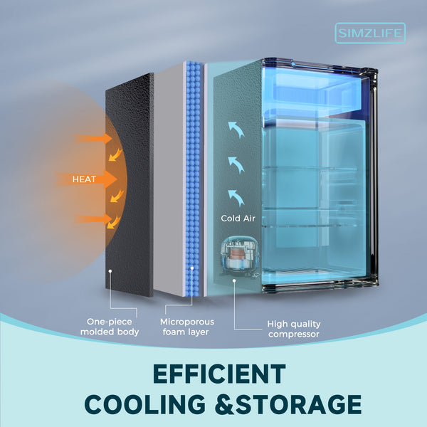 SIMZLIFE 3.2-cu ft Mini Fridge with Freezer ( Silver ) Garage Ready