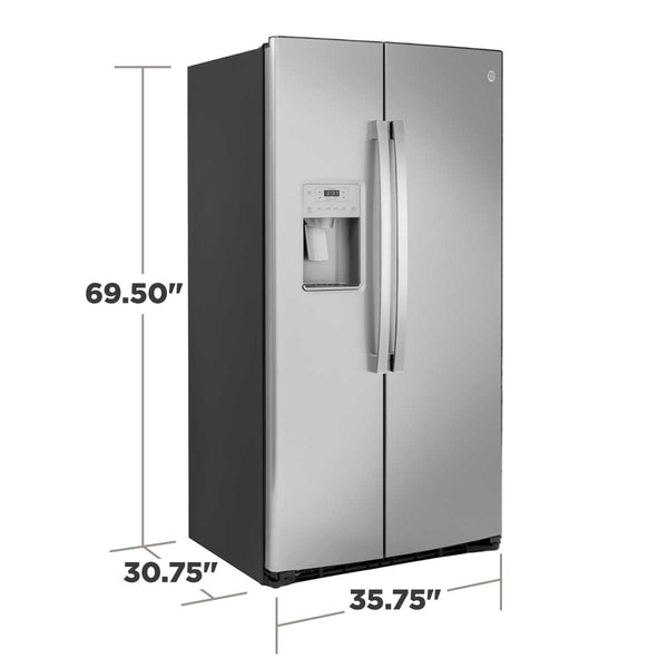 GE 21.8-cu ft Counter-Depth Side-by-Side Refrigerator with Ice Maker ,Water and Ice Dispenser ( Stainless Steel )