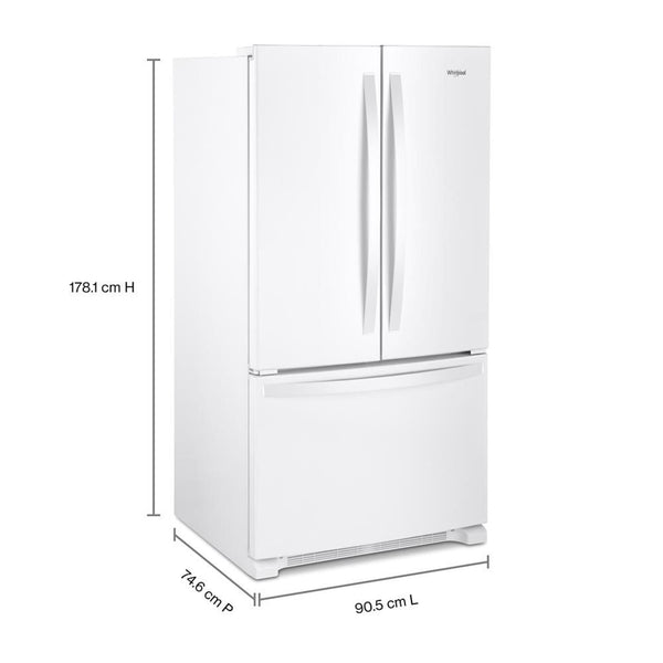 Whirlpool Counter-Depth 20-cu ft 3 -Door French Door Refrigerator with Ice Maker ( White ) ENERGY STAR Certified