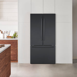 Bosch Counter-Depth 800 Series 21-cu ft 3 -Door French Door Refrigerator with Ice Maker with Water Dispenser ( Black stainless steel ) ENERGY STAR Certified
