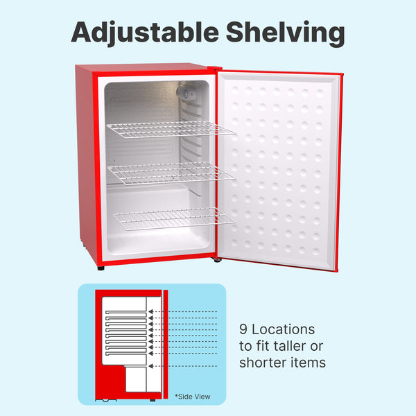 SnowLion Premium 122L Solid Door Undercounter 4.3-cu ft Mini Fridge ( Red ) Garage Ready