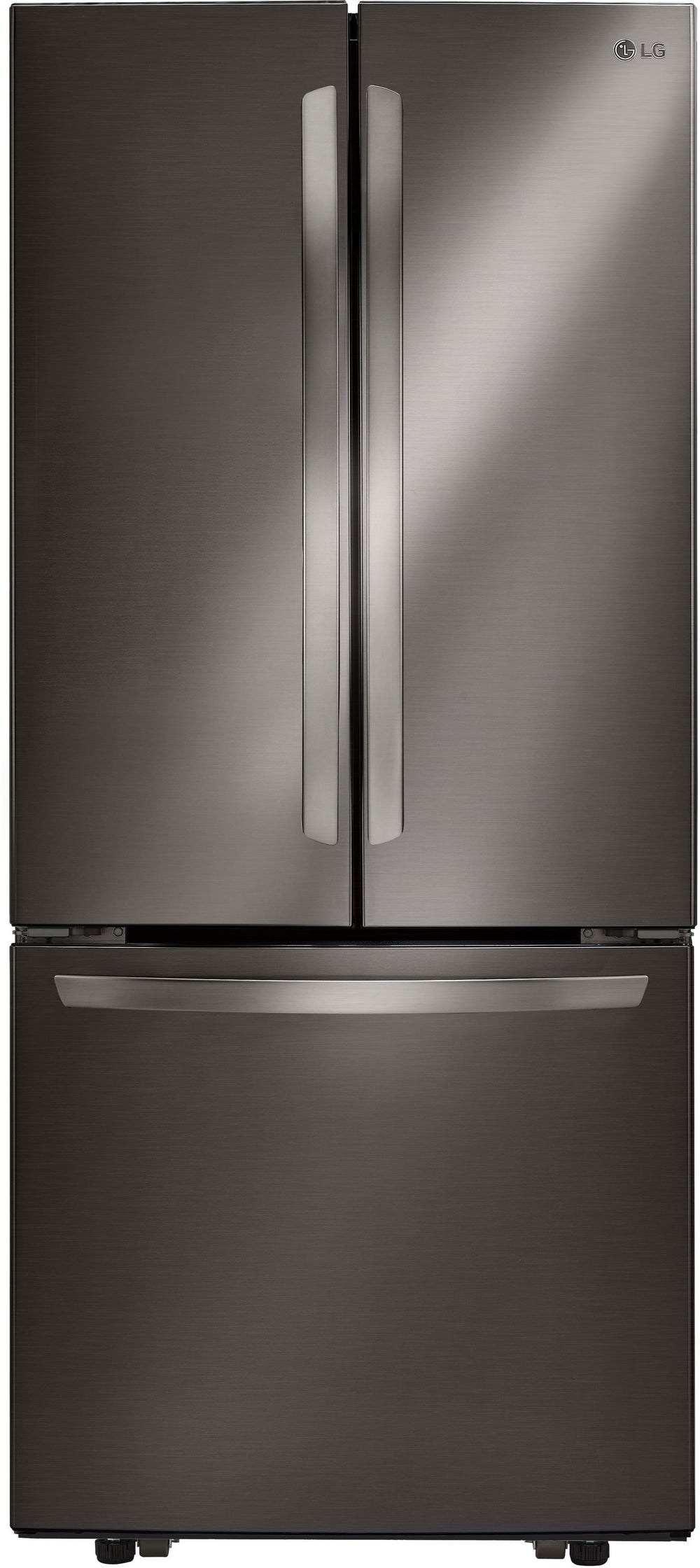 LG Standard-Depth 21.8-cu ft 3 -Door French Door Refrigerator with Ice Maker ( Black stainless steel )