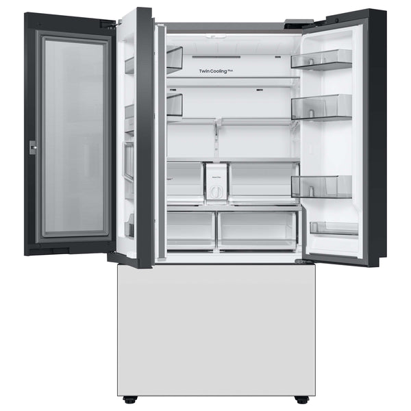 Samsung Bespoke Standard-Depth Beverage Center 30.1-cu ft 3 -Door Smart Compatible French Door Refrigerator with Dual Ice Maker with Water Dispenser and Door within Door ( White Glass - All Panels ) ENERGY STAR Certified