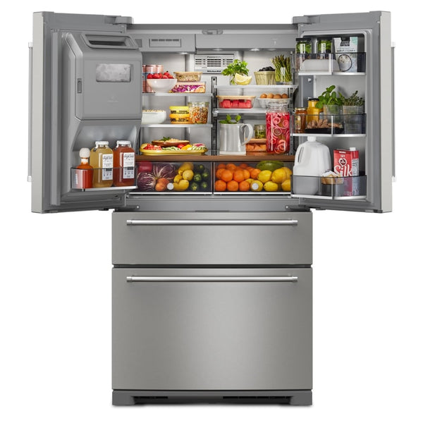 KitchenAid Standard-Depth 26.2-cu ft 4 -Door French Door Refrigerator with Ice Maker with Water and Ice Dispenser ( PrintShield Stainless )