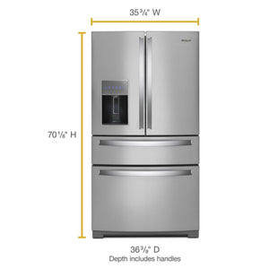 Whirlpool Standard-Depth 26-cu ft 4 -Door French Door Refrigerator with Ice Maker with Water and Ice Dispenser ( Fingerprint Resistant Stainless Steel )