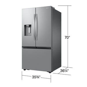 Samsung Standard-Depth Mega Capacity 30.5-cu ft 3 -Door Smart Compatible French Door Refrigerator Triple with Water and Ice Dispenser ( Fingerprint Resistant Stainless Steel ) ENERGY STAR Certified