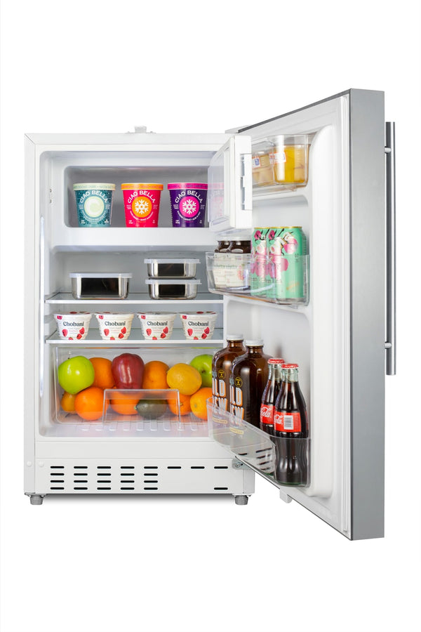 Summit Appliance 2.68-cu ft Built-In Mini Fridge with Freezer ( Stainless steel door and white cabinet )