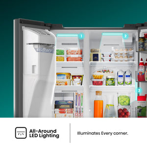 Hisense 29.1-cu ft Side-by-Side Refrigerator with Ice Maker ,Water and Ice Dispenser ( Stainless steel )