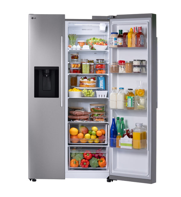 LG 26.6-cu ft Side-by-Side Refrigerator Smart Compatible with Ice Maker ,Water and Ice Dispenser ( PrintProof Stainless Steel ) ENERGY STAR Certified