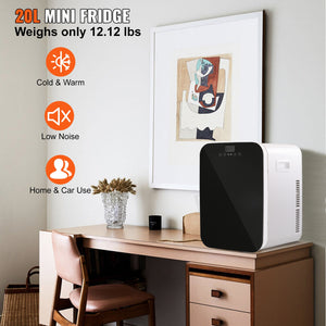 VEVOR 20 L 12 V Digital Mini Fridge 0.706-cu ft with Freezer ( Black Aluminum Liner ) Garage Ready