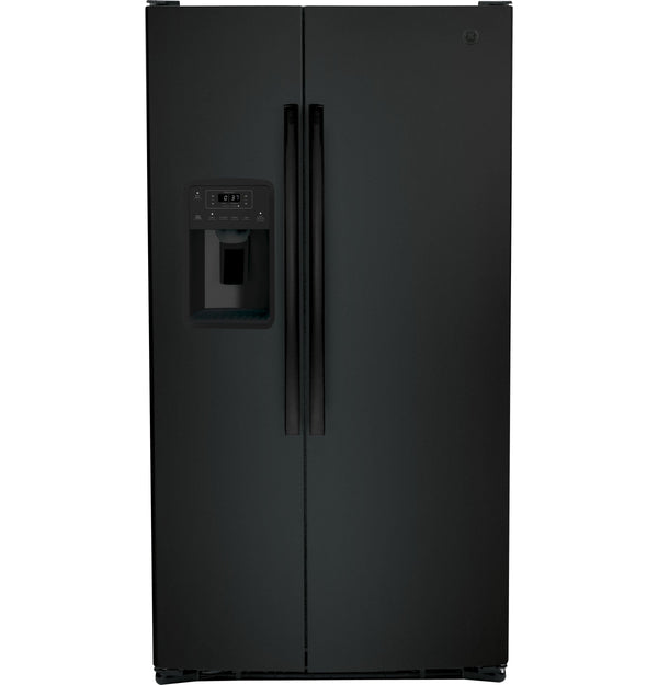GE 25.3-cu ft Side-by-Side Refrigerator with Ice Maker ,Water and Ice Dispenser ( Black )