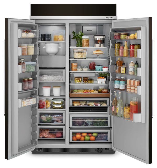 KitchenAid 30-cu ft Counter-Depth Side-by-Side Refrigerator Built-In ( Black Stainless Steel with PrintShield Finish )
