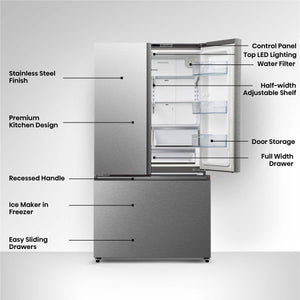Hisense PureFlat Standard-Depth 26.6-cu ft 3 -Door French Door Refrigerator with Ice Maker with Water Dispenser ( Fingerprint resistant stainless steel ) ENERGY STAR Certified