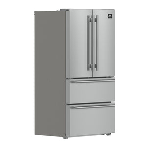 FORNO Counter-Depth Moena 19.2-cu ft 4 -Door French Door Refrigerator with Ice Maker with Ice Dispenser ( Stainless steel )