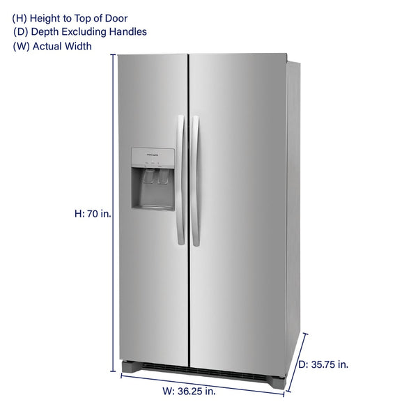 Frigidaire 25.6-cu ft Side-by-Side Refrigerator with Ice Maker ,Water and Ice Dispenser ( Fingerprint Resistant Stainless Steel ) ENERGY STAR Certified