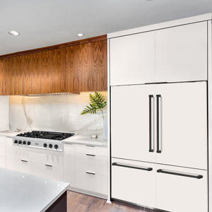 ZLINE KITCHEN & BATH Counter-Depth 32.2-cu ft 4 -Door Built-In French Door Refrigerator with Ice Maker with Water Dispenser ( Stainless Steel with White Matte Panels and Matte Black accent Handles ) ENERGY STAR Certified