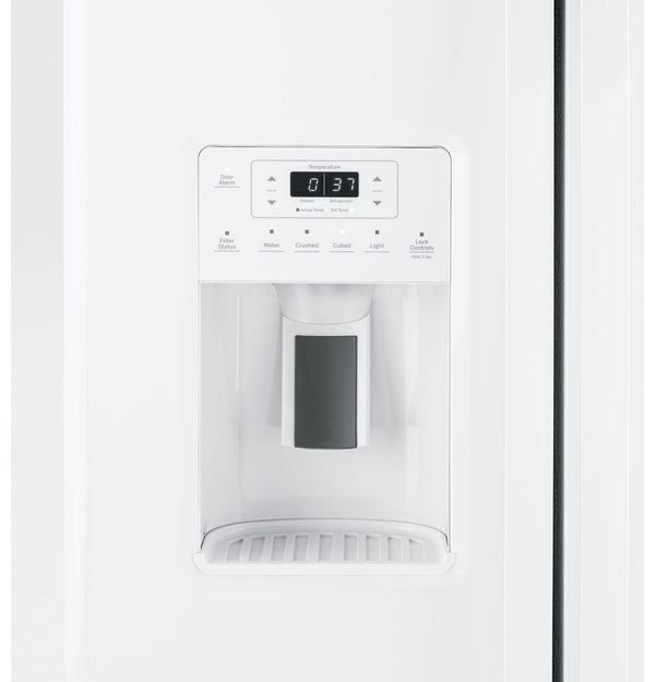 GE 23-cu ft Side-by-Side Refrigerator with Ice Maker ,Water and Ice Dispenser ( White )