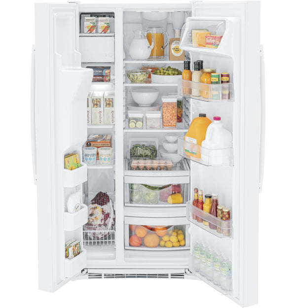 GE 23-cu ft Side-by-Side Refrigerator with Ice Maker ,Water and Ice Dispenser ( White )