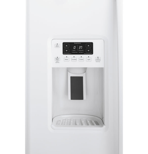 GE 21.9-cu ft Counter-Depth Side-by-Side Refrigerator with Ice Maker ,Water and Ice Dispenser ( White )
