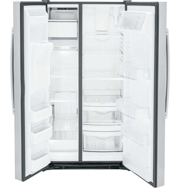 GE 25.3-cu ft Side-by-Side Refrigerator with Ice Maker ,Water and Ice Dispenser ( Stainless Steel )