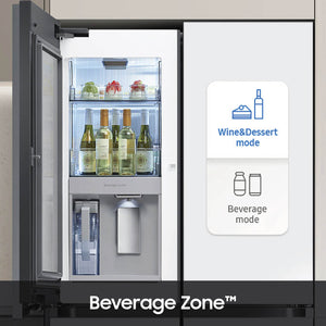 Samsung Bespoke Standard-Depth Beverage Center 28.6-cu ft 4 -Door Smart Compatible French Door Refrigerator with Dual Ice Maker with Water Dispenser and Door within Door ( White Glass ) ENERGY STAR Certified